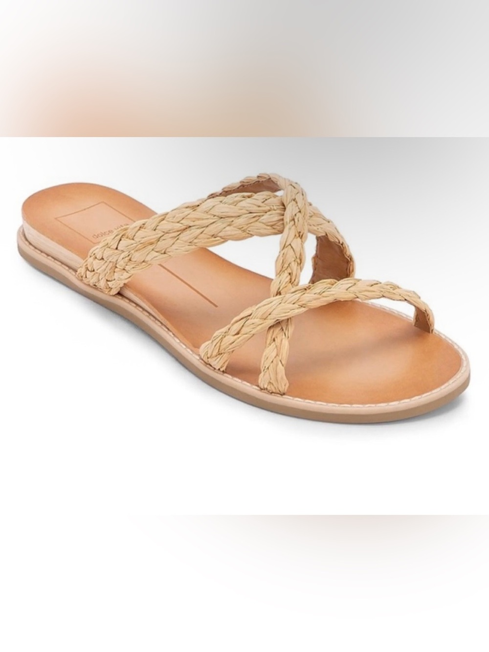 Dolce Vita Braided Crisscross Slide Sandal in Natural Tan